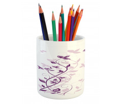 Violet Tree Blossoms Pencil Pen Holder