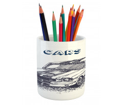 Sports Car Grunge Pencil Pen Holder