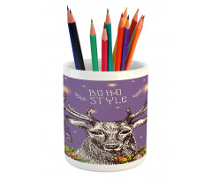 Wild Rein Deer Hand Drawn Pencil Pen Holder