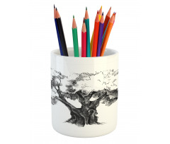 Olive Tree Retro Nature Pencil Pen Holder