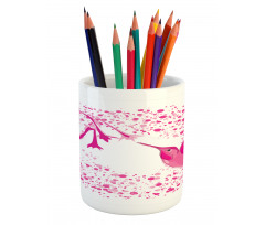 Hummingbird Flower Dots Pencil Pen Holder