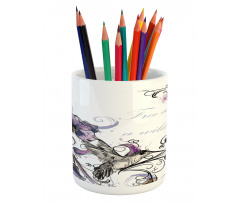 Ornate Flowers Leaves Pencil Pen Holder