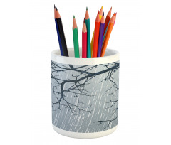 Rainy Day Winter Branches Pencil Pen Holder