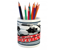 Grungy Football Pop Art Pencil Pen Holder