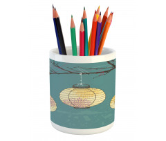 Lanterns Hanging on Tree Pencil Pen Holder