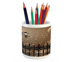 Snowy Moon Evening Pencil Pen Holder