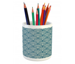 Blue Floral Pattern Pencil Pen Holder