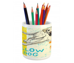 Grunge Sketch Dog Art Pencil Pen Holder