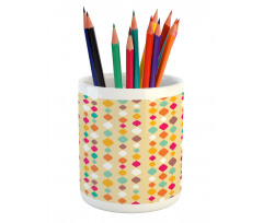 Retro Colorful Circles Pencil Pen Holder