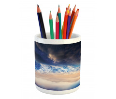 Snowy Winter Mountains Pencil Pen Holder