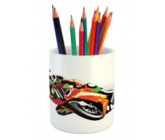Motorcycle Racer Sport Pencil Pen Holder