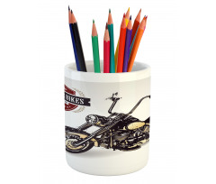 Old Classic Motorcycle Pencil Pen Holder
