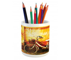 Bike Rusty Cracked Wall Pencil Pen Holder