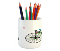 Flying Birds Flowers Pencil Pen Holder