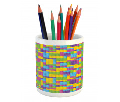 Colorful Blocks Game Cube Pencil Pen Holder