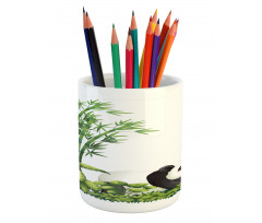 Panda Bear Bamboo Pencil Pen Holder