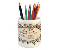 Sun and Moon Mystical Pencil Pen Holder