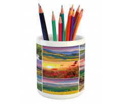 Summer Home Landscape Pencil Pen Holder