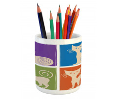 Cartoon Cats Emotions Pencil Pen Holder