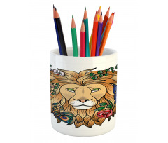 Lion with Flower Pencil Pen Holder