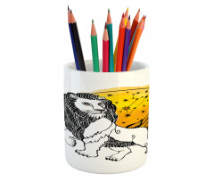 Zodiac Leo Art Pencil Pen Holder