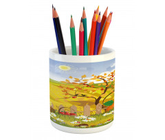 Autumn Garden Daisies Pencil Pen Holder