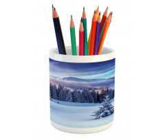 Mountain Peaks Snowy Pencil Pen Holder