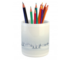 Foggy Weather Trees Pencil Pen Holder