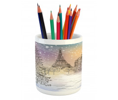 Winter Day at Paris Pencil Pen Holder