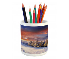 Mountains Pine Trees Pencil Pen Holder