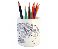 Young Girl with Tattoo Pencil Pen Holder