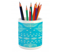 Eastern Cultural Floral Pencil Pen Holder