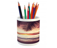 Sunset Ocean Waves Pencil Pen Holder