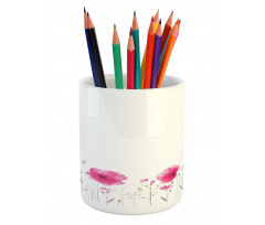 Pink Poppy Flowers Art Pencil Pen Holder