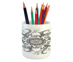 Drawn Mandala Flower Pencil Pen Holder