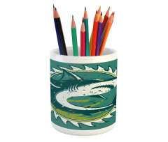 Shark Hunter Marine Art Pencil Pen Holder