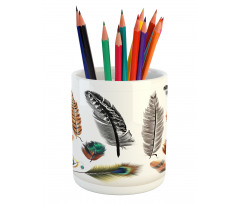 Bird Feather Retro Vibrant Pencil Pen Holder