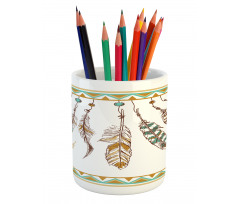 Boho Style Feather Old Pencil Pen Holder