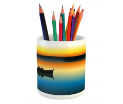 Sunset at Lake Fishing Pencil Pen Holder