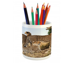 Safari Animal Cheetahs Pencil Pen Holder