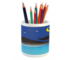 Whale in Ocean and Star Pencil Pen Holder