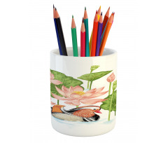 Mandarin in Pond Pencil Pen Holder