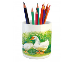 Goose Farm Lake Plants Pencil Pen Holder