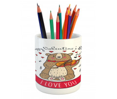 Bear and Violin Pencil Pen Holder