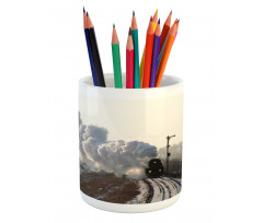 Train Snowy Scene Pencil Pen Holder