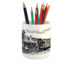 Rustic Old Train Pencil Pen Holder