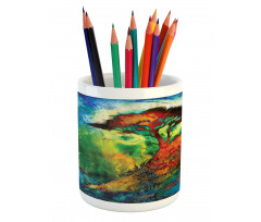 Eastern Grunge Trees Pencil Pen Holder