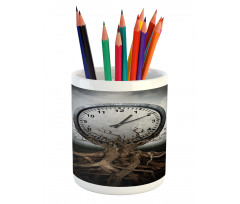 Clock Surrealist Pencil Pen Holder