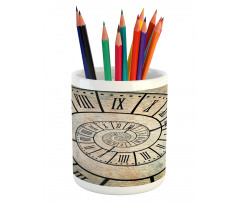 Roman Digit Time Spiral Pencil Pen Holder