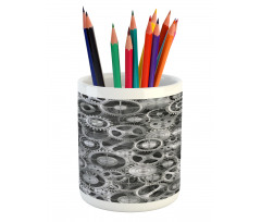 Clock Technologic Pattern Pencil Pen Holder